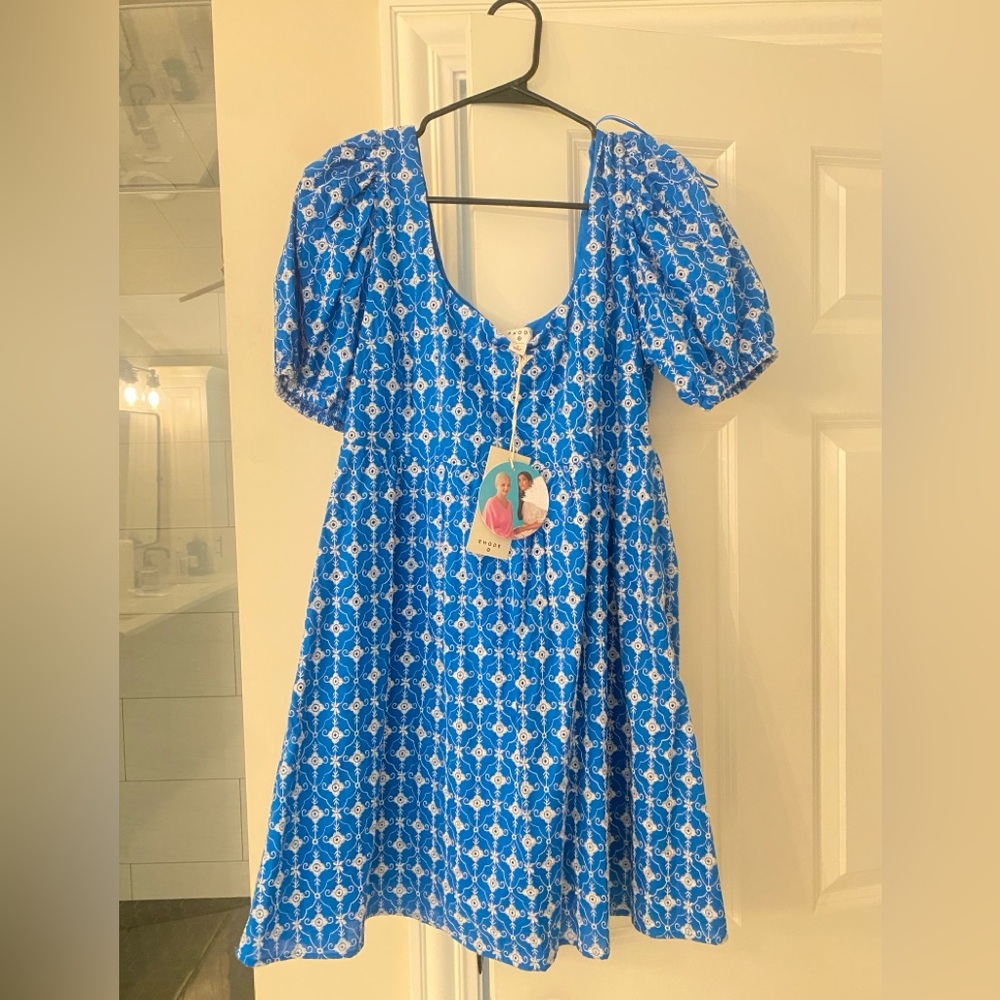 RHODE Blue and White Patterned Dress